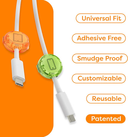 DOTZ Cord Identifiers, Reusable Cable Labels for Cords & Chargers, 5 Count