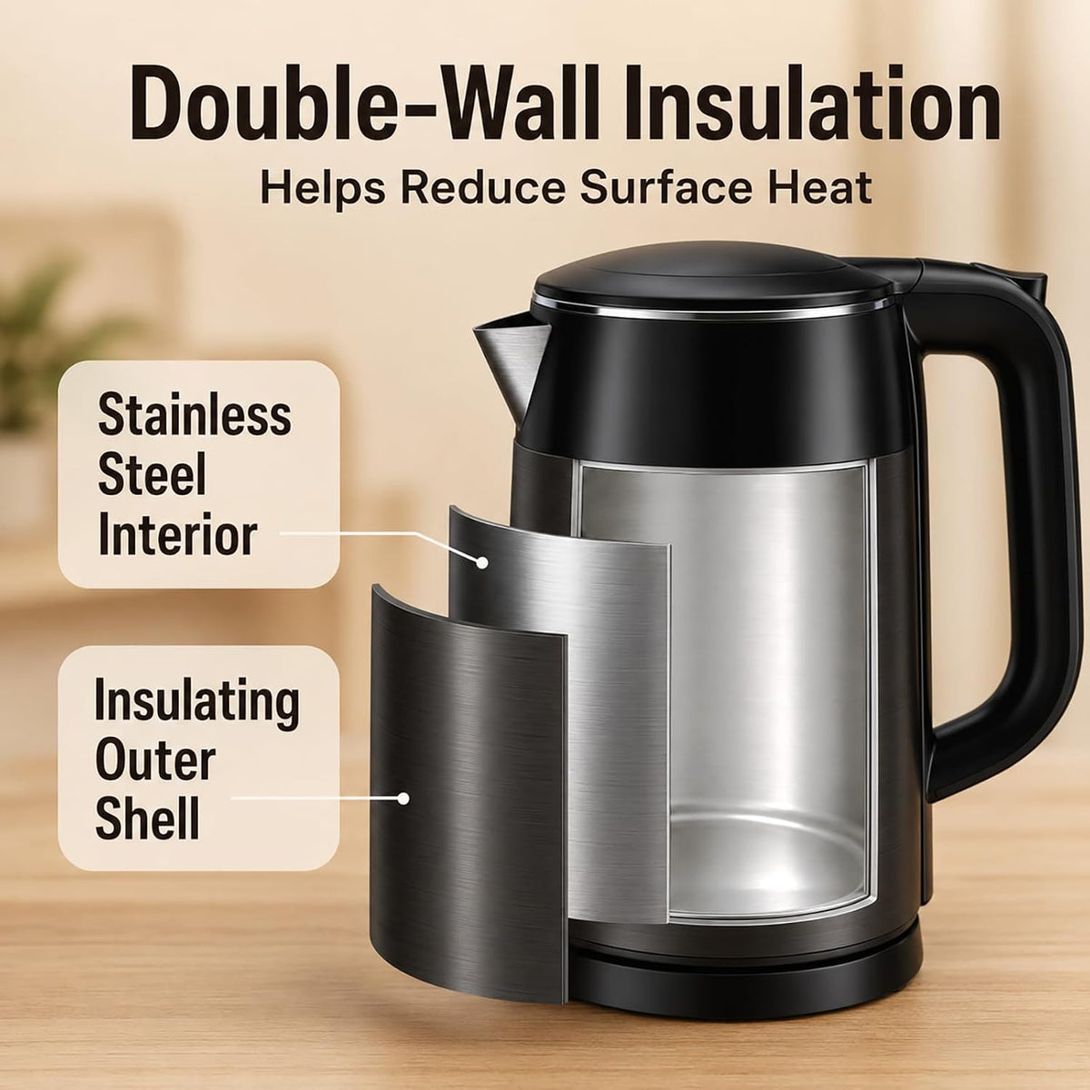 Mecity Electric Kettle 1.7L Touch Screen Temperature Control Water Boiler, No Plastic Contact with Water. 6 Preset Temperature Programs, 2 Hours Keep Warm, Auto Shut Off, Dark Grey
