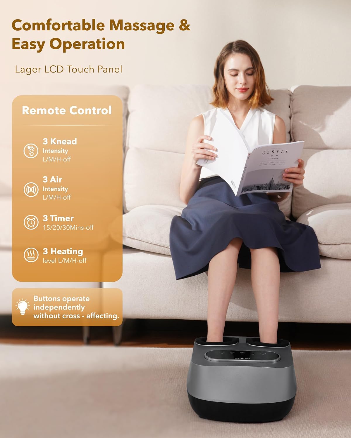 KNQZE Foot Massager with Heat and Remote, Shiatsu Deep Kneading Feet Massager for Plantar Fasciitis & Neuropathy, Foot Warmer, Gifts for Mom Women Men Dad, Fits Up to Men Size 12(Black)