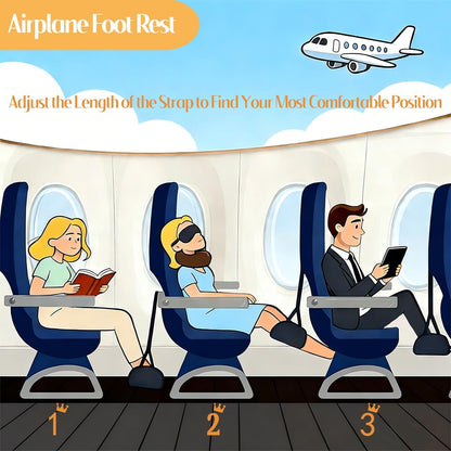 Foot Hammock for Plane Travel - Portable Adjustable Airplane Foot Hammock with Memory Foam - Hardboard, Prevents Feet Clashing, Relieves Swelling - Travel, Office Essentials