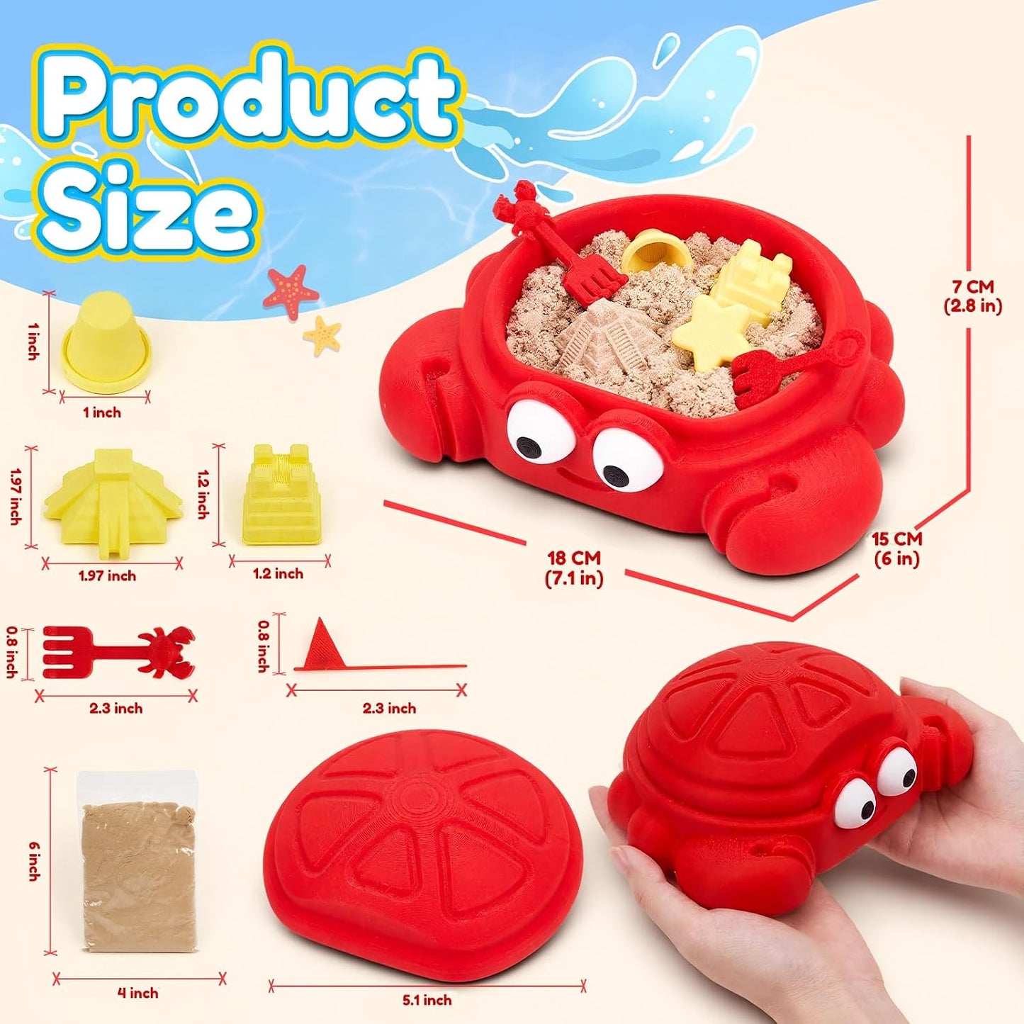 7.1 in Desktop Turtle Sandbox with Lid -17Pcs MINI Desk Zen Garden Kit with Varied Molds, Tools & Sand, Mini Zen Garden for Desk, Stress Relief Desk Toys Gifts for Office for Adults (Turtle)