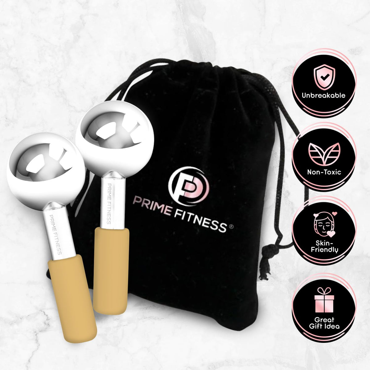 Ice Globes for Facials | Unbreakable Steel Cooling Roller | Cryo Sticks for Face | Massager for Face Neck & Eyes | Skin Care for Dark Circles, Puffiness, Wrinkles, Collagen Production (White)