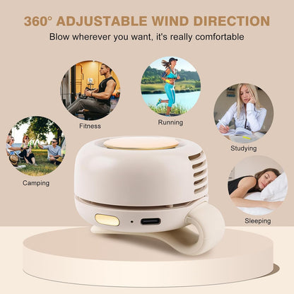 Portable Silent Mini Bladeless Fan Clip On, Small Fan Clip on for Shirt & Waist, Adjustable 3-Speed Suspended Whirlwind Fans, For Outdoor & Travel & Office, Travel Accessories, Gift (White)