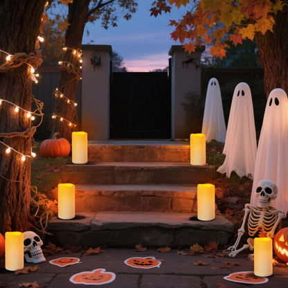 Flameless Candles 4" 5" 6" Outdoor Indoor Pillars Battery Operated Flickering Candles Include 10-Key Remote Timer 400+ Hours by 2 AA Batteries (Ivory Candle - Warm light, 3"D x 4"|5"|6" H - 3 Pack)