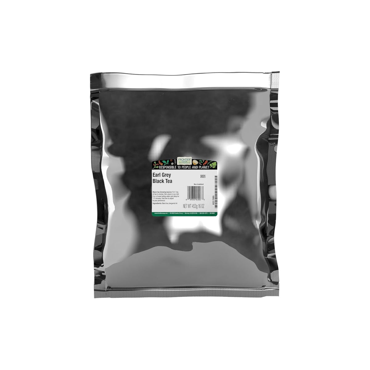 Frontier Co-op Earl Grey Black Tea, 1-pound Bulk Bag, Smoky Tea Flavor with Bergamot Oil, Great with Citrus, Kosher
