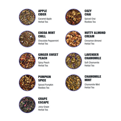 Tiesta Tea - Discovery Sampler Dry Flight Set, Loose Leaf, High to No Caffeine, Hot & Iced Up to 200 Cups, Tea Variety Pack with Green, Herbal, Black & Chai Brew, 20 Resealable Sample Pouches