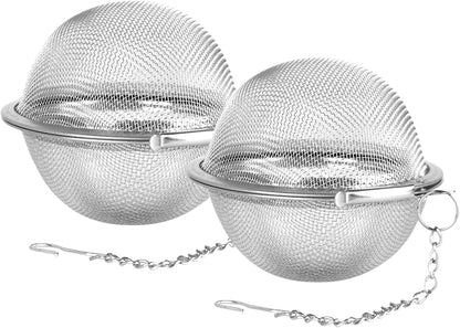 Fu Store 2pcs Stainless Steel Mesh Tea Ball 2.1 Inch Tea Strainers Teas Infuser Strainer Filters for Teas