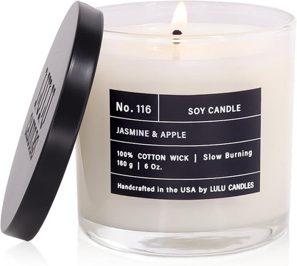 Lulu Candles | Jasmine, Oud & Sandalwood | Luxury Scented Soy Jar Candle | Hand Poured in The USA | Highly Scented & Long Lasting (9 Oz.)