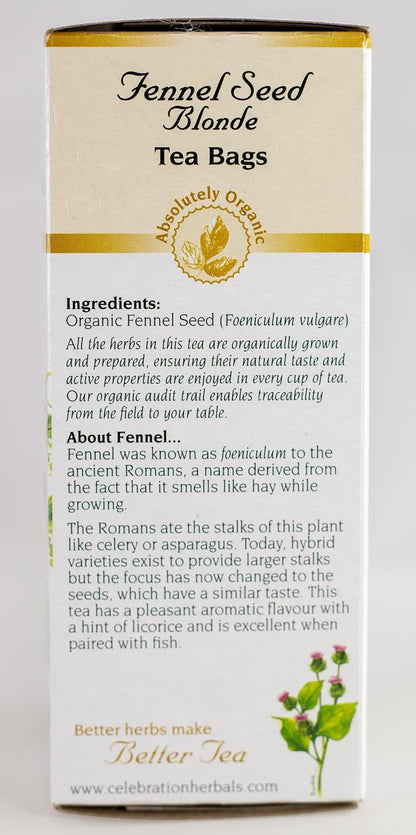 CELEBRATION HERBALS Fennel Seed Blonde Tea Organic 24 Bag, 0.02 Pound