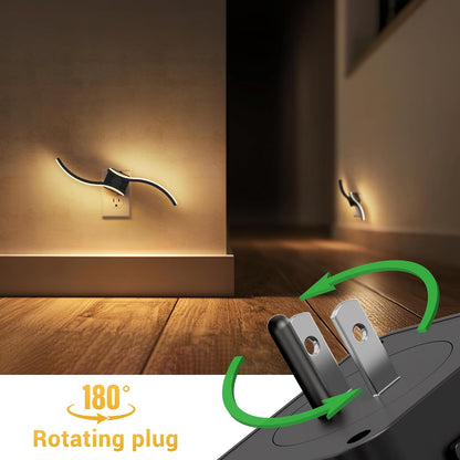 L LOHAS LED Night Lights Plug into wall, Amber Night Light with Adjustable Brightness, Plug in NightLight with Auto Light Sensor, Wall Sconce-Style Design Night Light for Bathroom,Hallway, 2 Pack