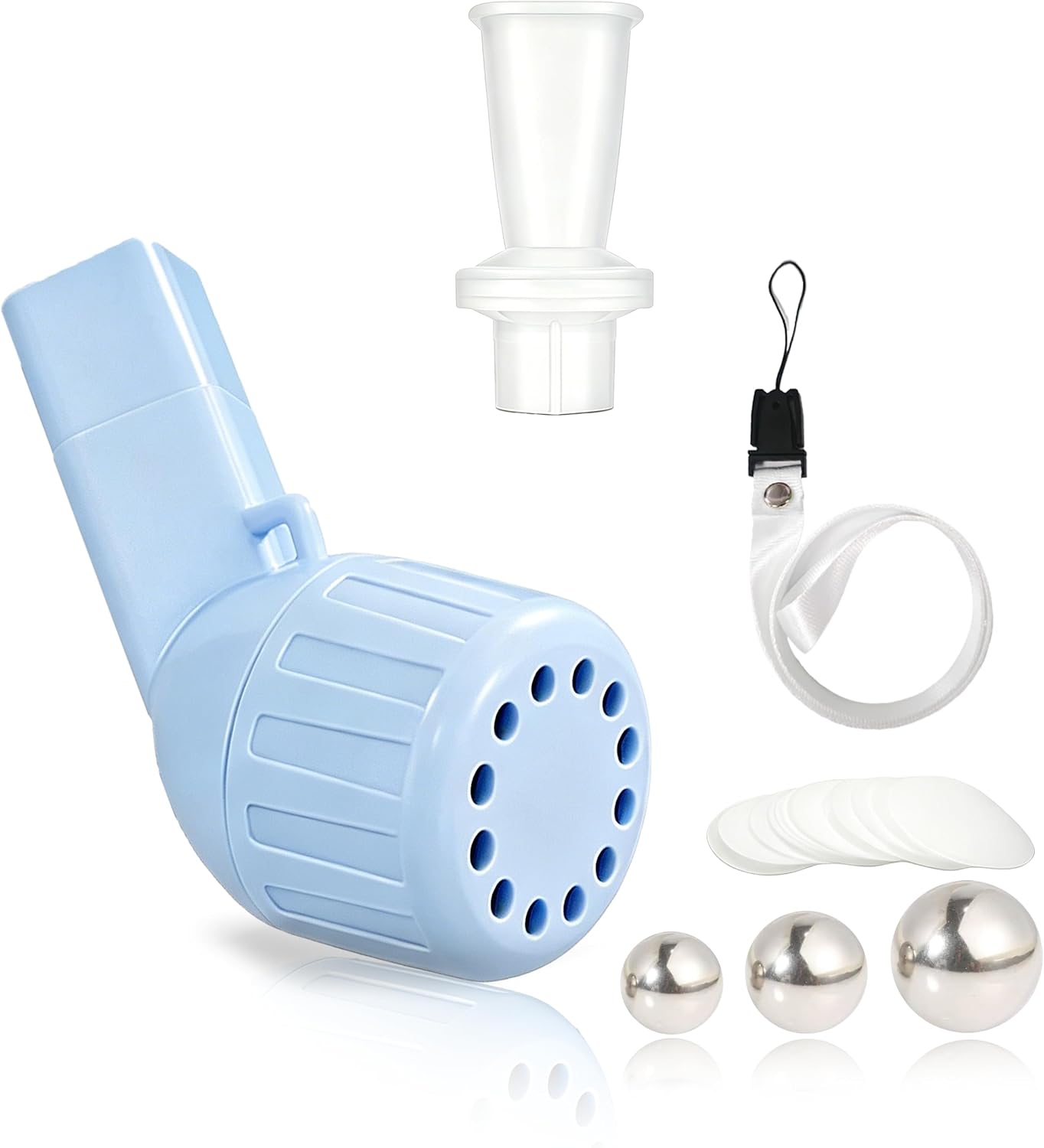 Flutter Valve Mucus Removal Device - Lung Trainer & Breathing Trainer,Adjustable Resistance,for Natural Mucus Removal and Enhanced Lung Function. (Aerial Blue)