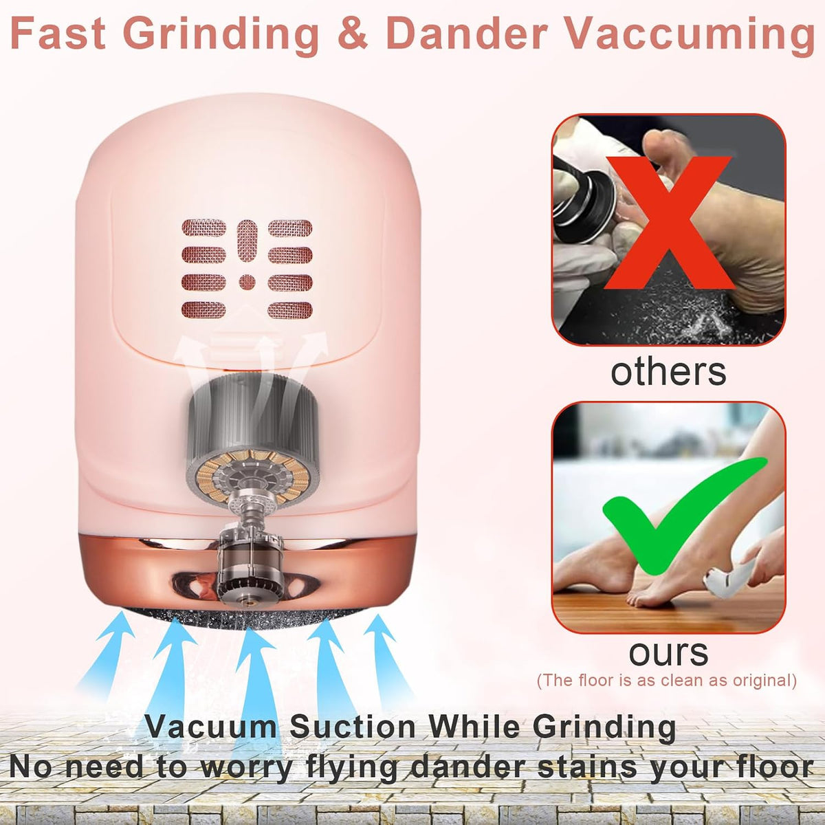 Electric Callus Remover for Feet with Vacuum, Professional Pedicure Tools Kit, Rechargeable Waterproof Foot File for Foot Care Deadskin Remover with 3Heads&2Speed,LCD Display