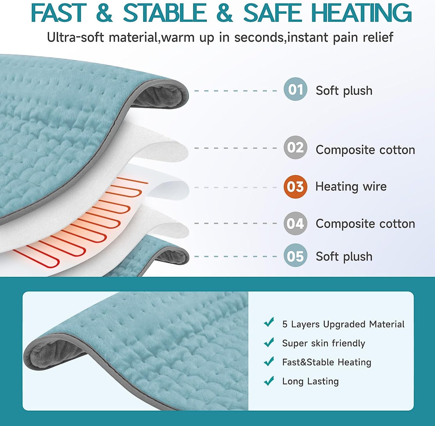 Heating Pad for Period Cramps, Heating Pad for Back/Neck/Shoulder Muscle Pain, 6 Heating & 4 Timer Setting, Auto Shut Off, Dry/Moist Heat & Machine Washable, Birthday Christma s Gifts for Women Mom