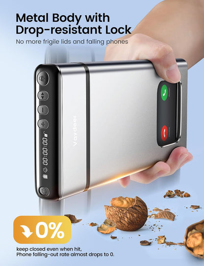 Vaydeer Metal Phone Lock Box with Timer, Cell Phone Lock Box for Focus and Screen Time Control, Timed Phone Locker to Reduce Screen Stress, Silver Self Control Box for Kids Students Adults