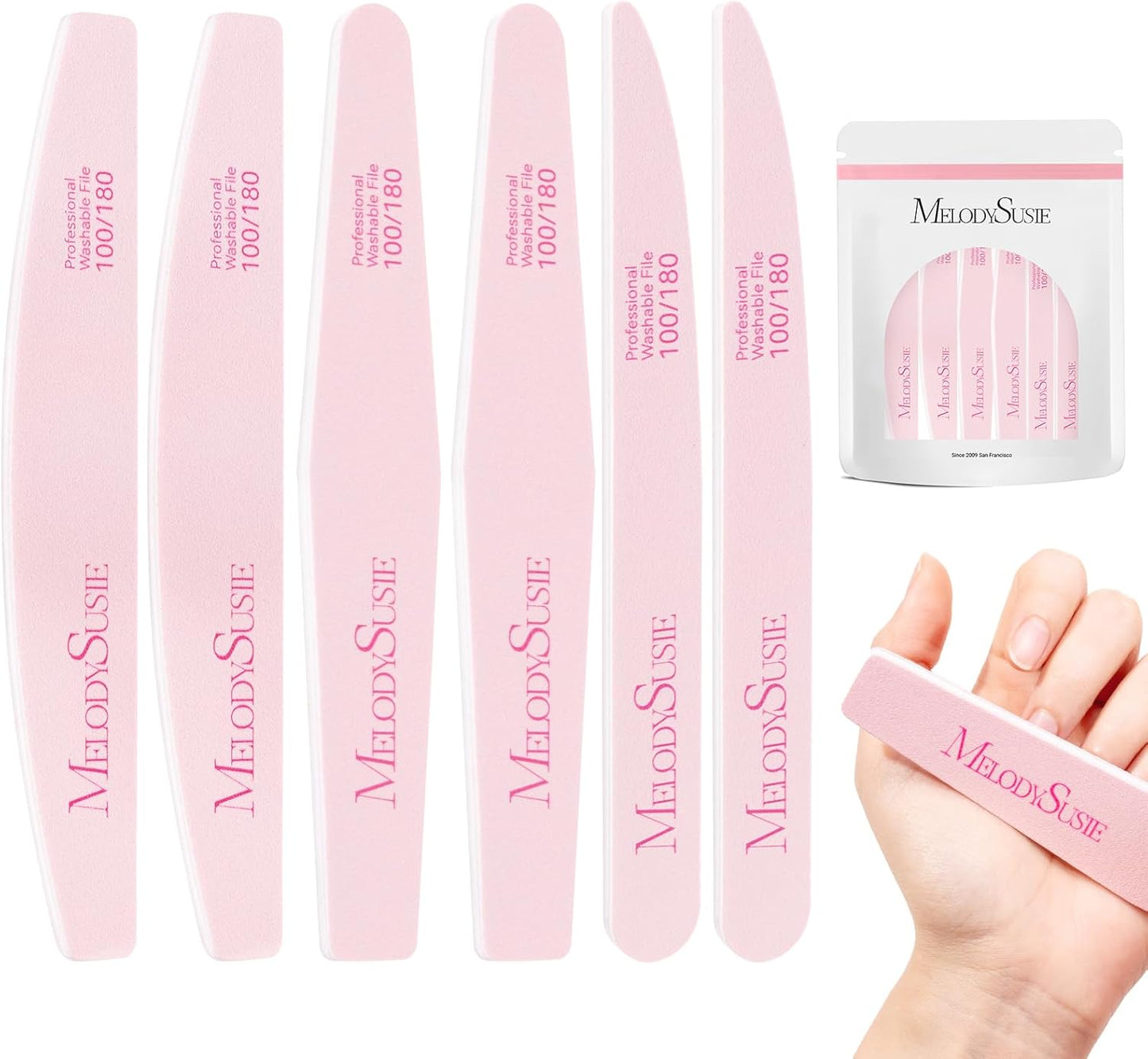 MelodySusie 16Pcs Professional Nail Buffer Kit,Nail Files and Buffers,Nail Buffer Block,Nail Brush, Nail File Buffers Kit for Natural Nails,DIY,Home Use,Salon（100/180 Grit）