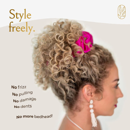 Silk Scrunchies for Women Ponytail Holders – Oversized Mulberry Silk Scrunchies – Extra Large No Damage Hair Ties for Curly, Thick, and Thin - Hair Accessories for Women – Black, XL By Curlfriend