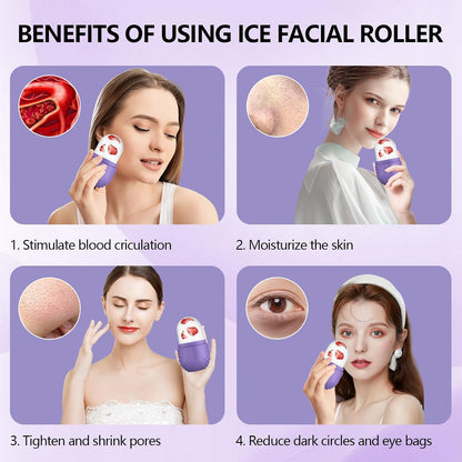 Ice Roller for Face and Eye, Reusable Silicone Ice Facial Roller Ice Holder, Face Ice Mold Skin Care, Ice Cube Roller for Shrink Pores Anti Wrinkle Reduce Puffiness, Black
