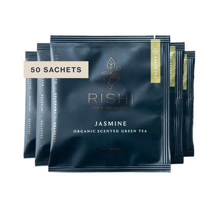 Rishi Tea Jasmine Organic Chinese Green Sachet Tea Bags, Caffeinated, 50ct
