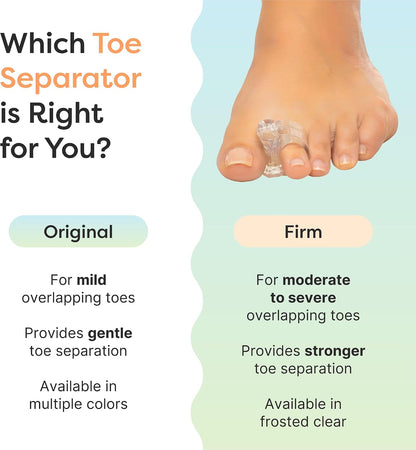 ZenToes Gel Toe Separators for Overlapping Toes, Bunions, Big Toe Alignment, Corrector and Spacer - 4 Pack (White)