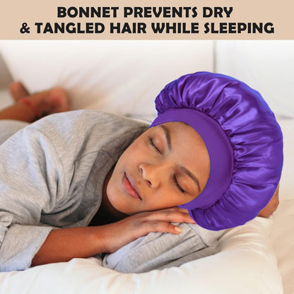 ZHENSILK 2Pcs Silk Bonnet for Sleeping, Satin Hair Bonnets, Soft Elastic Band Silk Sleep Cap, Hair Wrap for Women (Black Gold)
