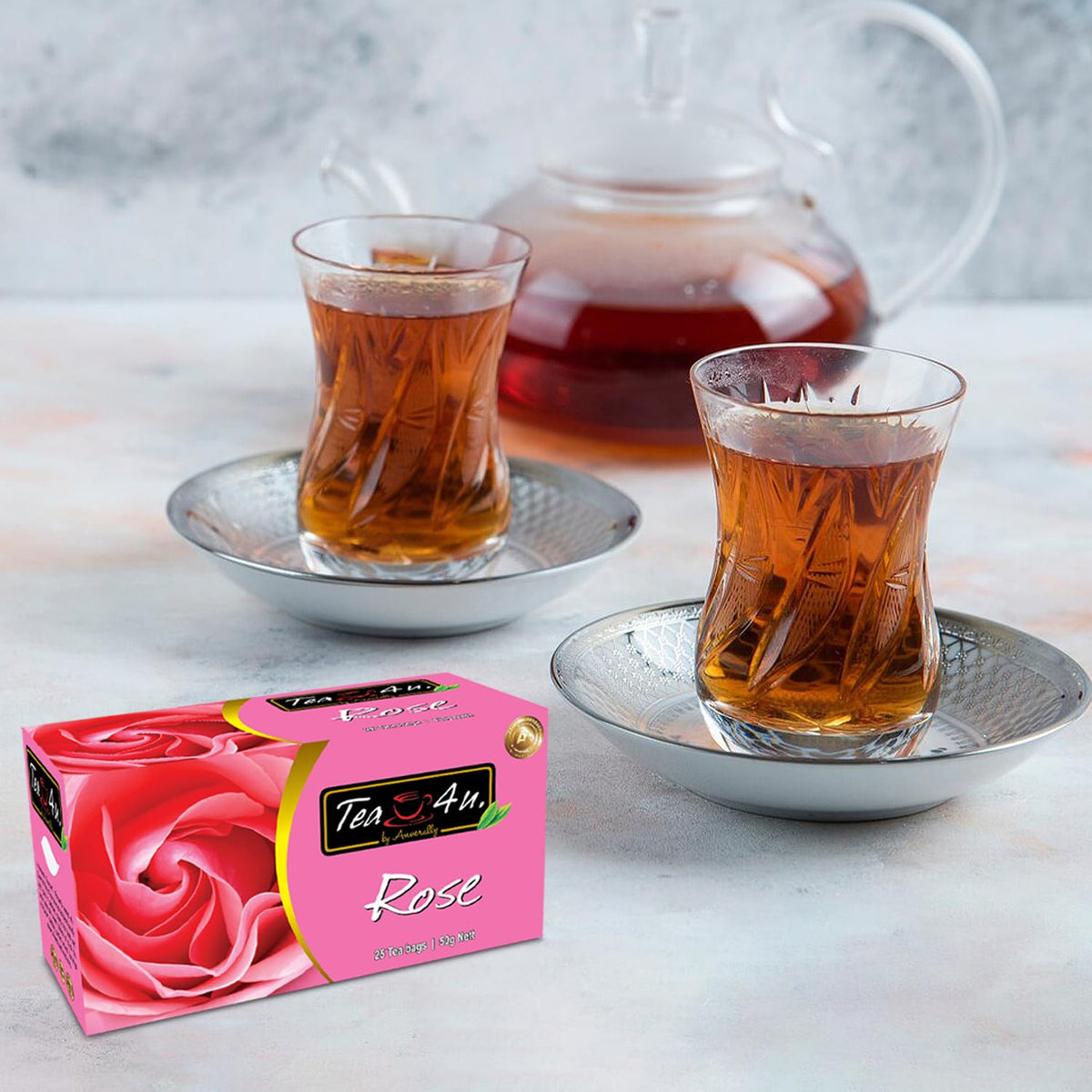 Tea4U Rose Black Ceylon Tea Bags - Finest Sri Lankan Tea - 25 Count