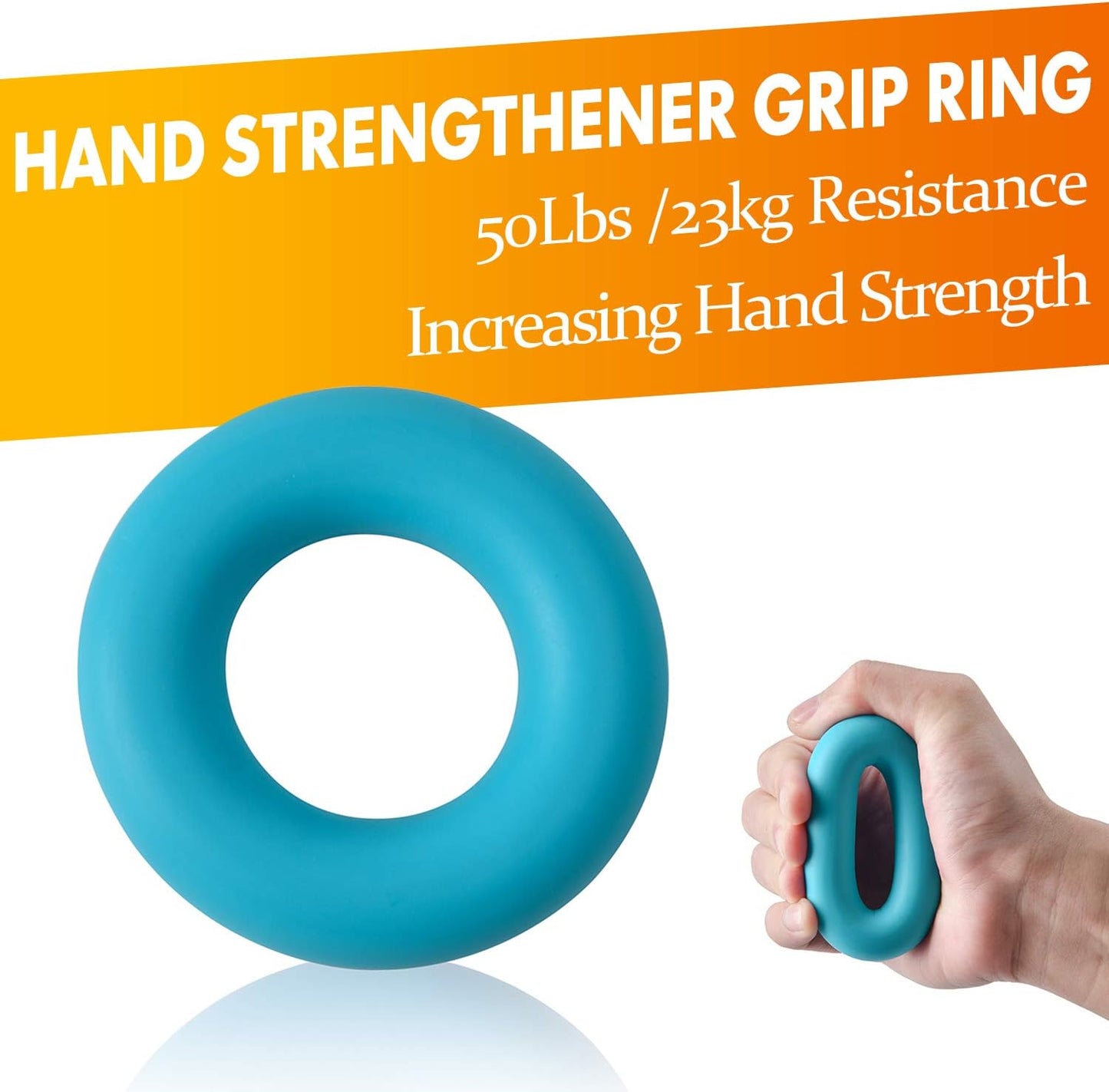 Grip Strength Trainer 7 Pack Adjustable Hand Gripper, Finger Stretcher Resistance Extensor Bands, Finger Exerciser, Grip Strength Ring & Stress Ball, Hand Grip Strengthener