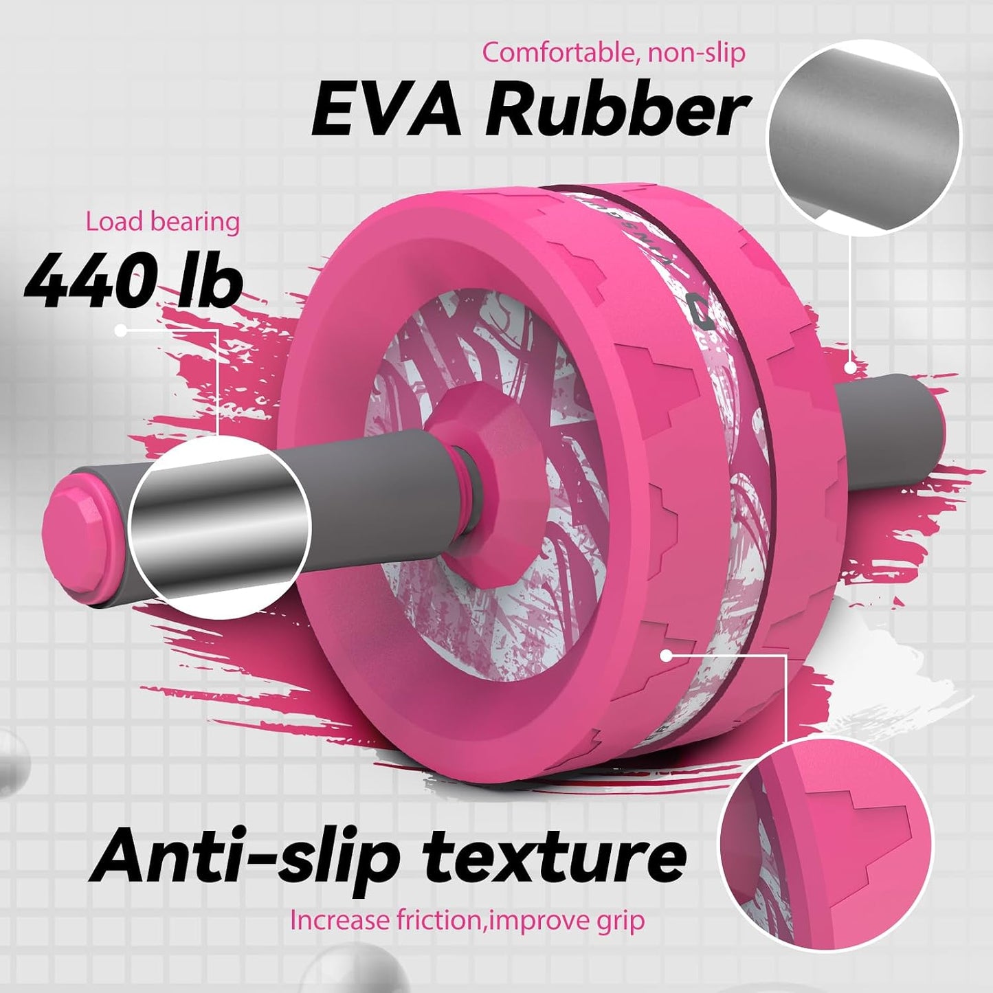 VINSGUIR Ab Roller Wheel, Abs & Core Workout Equipment for Home Gym with Knee Pad Accessories, Abdominal Wheel for Full-body Strength Training