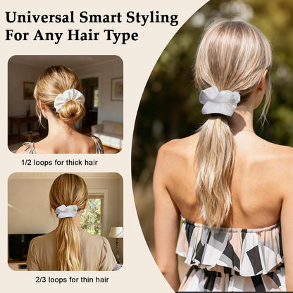 Satin Scrunchies for Women – 8PCS Blush & Brown Silk Hair Ties Set – No Crease, Frizz-Free, Gentle Elastic Hair Bands, Soft & Stylish Everyday Hair Accessories Gifts