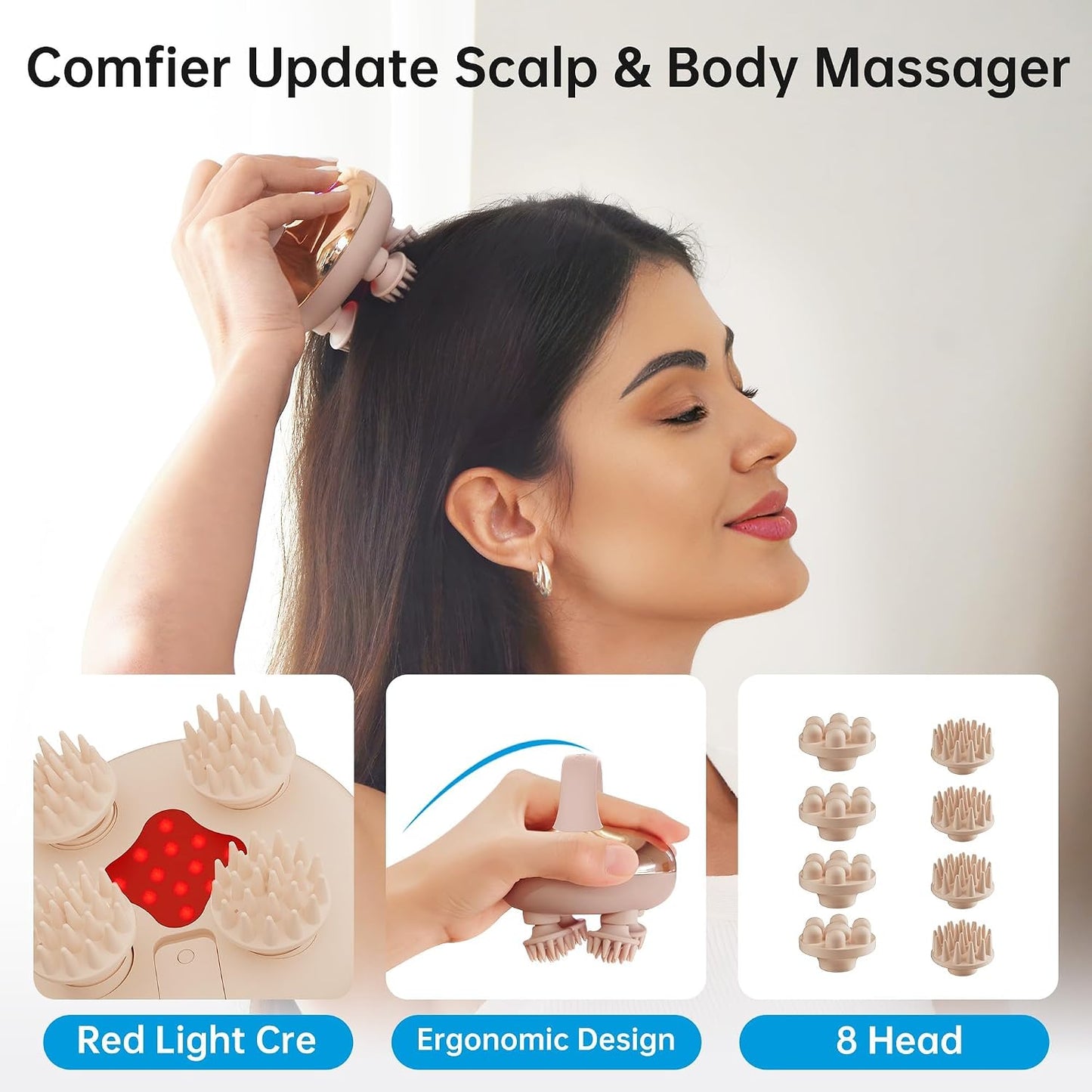 COMFIER Electric Scalp Massager, Waterproof Head Massager with Mutlti-Modes Vibration, Handheld Portable Head Scratcher for Hair Growth, Dog Cat Massager for Deep Clean and Stress Relax