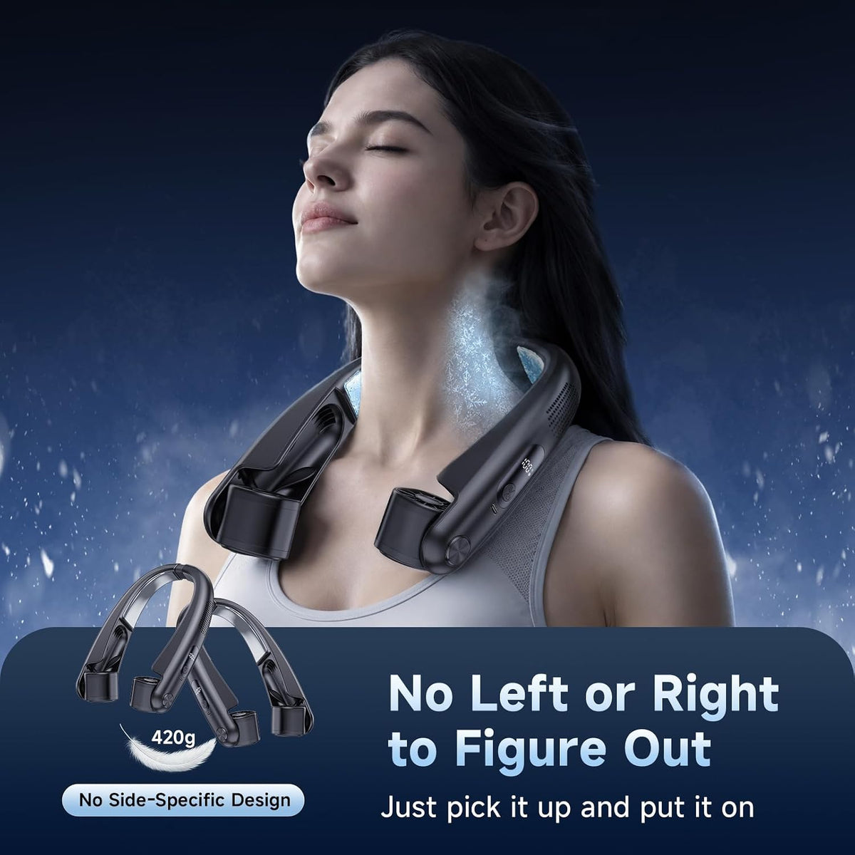 Portable Neck Fan with Cooling Plates, Neck Air Conditioner 100 Speed