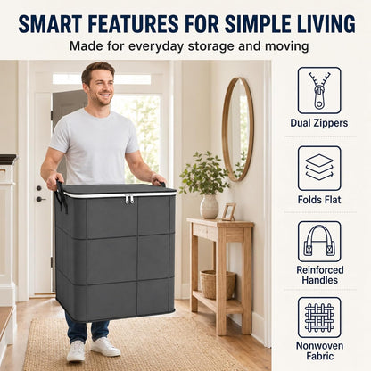 220L Spacious Moving Storage Bin with Reinforced Handles & Zipper, XXL Foldable Fabric Storage Bag for Bedding, Clothes, Quilts, Comforters, Closet Organization & Moving (XXL: 23.6x19.7x27.6 in,3)