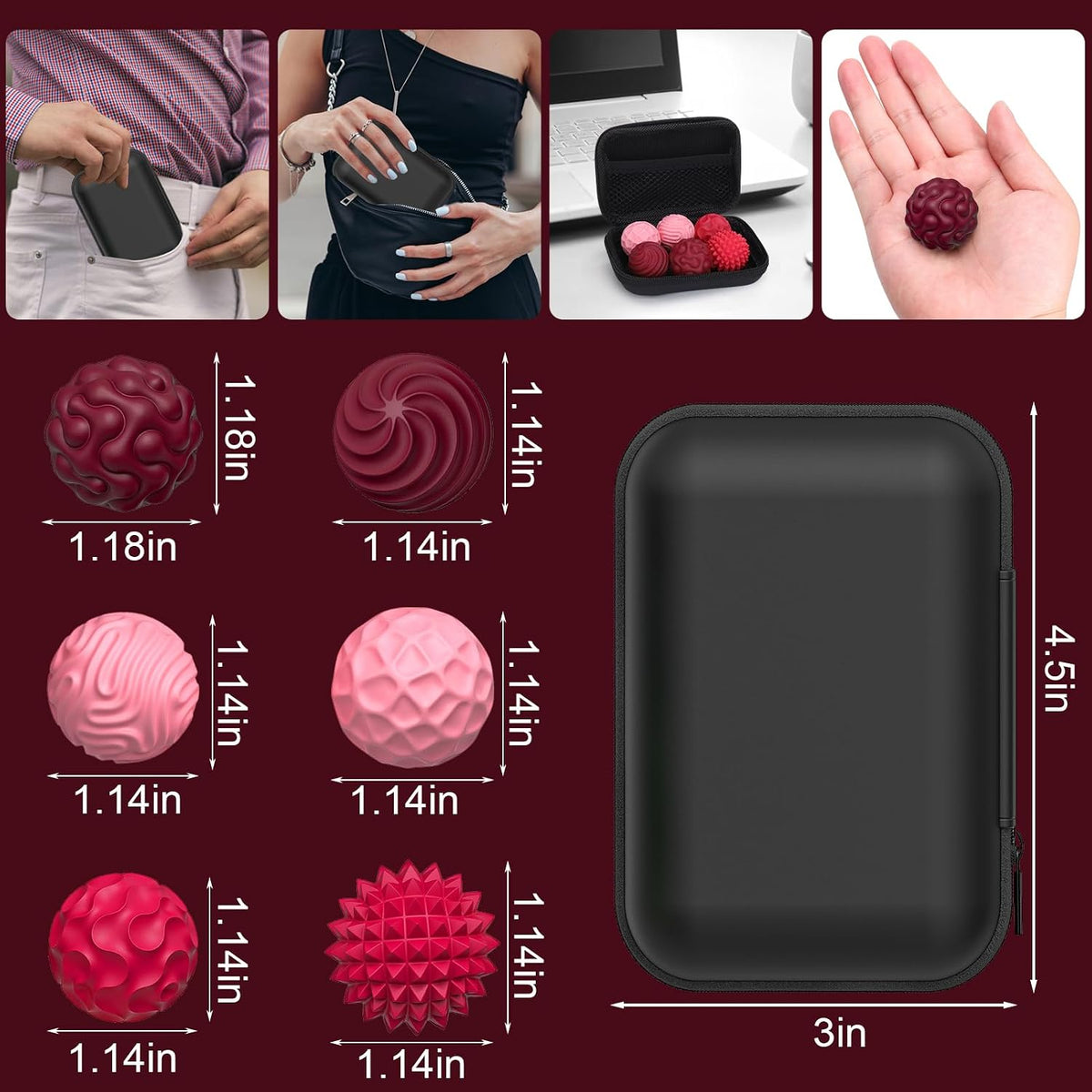 BUSOHA Silicone Magnetic Fidget Balls - 4 Pack Fidget Toys for Adult