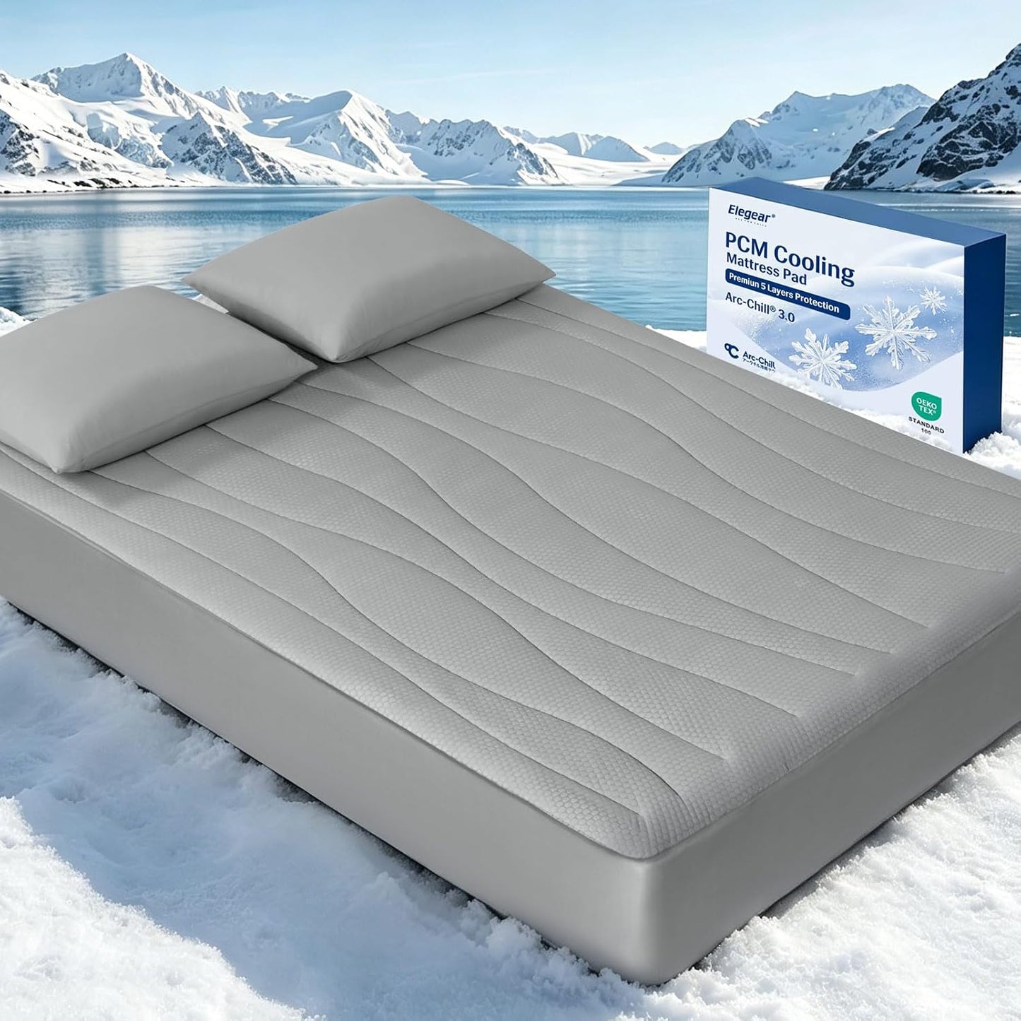 Elegear Cooling Mattress Pad King, Upgraded Arc-Chill® 3.0 + PCM Cooling, Stay Cool All Night, Breathable & Soft, Deep Pocket 18", Washable Mattress Protector for Hot Sleepers, Gray