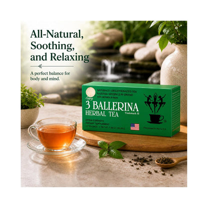 3 Ballerina Caffeine-Free Extra Strength Herbal Tea, 18 Count, Pack of 2