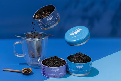 JusTea EARL GREY TEA TRIO 3 Flavour Variety Pack, 45+ Cups Tin with Spoon