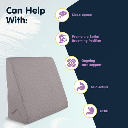 Wedge Pillow for Sleep Apnea, 12 Inch Adjustable Height Bed Wedge Pillow for Chronic Pain, Handicapped Individuals, and Long Term Care and Positioning