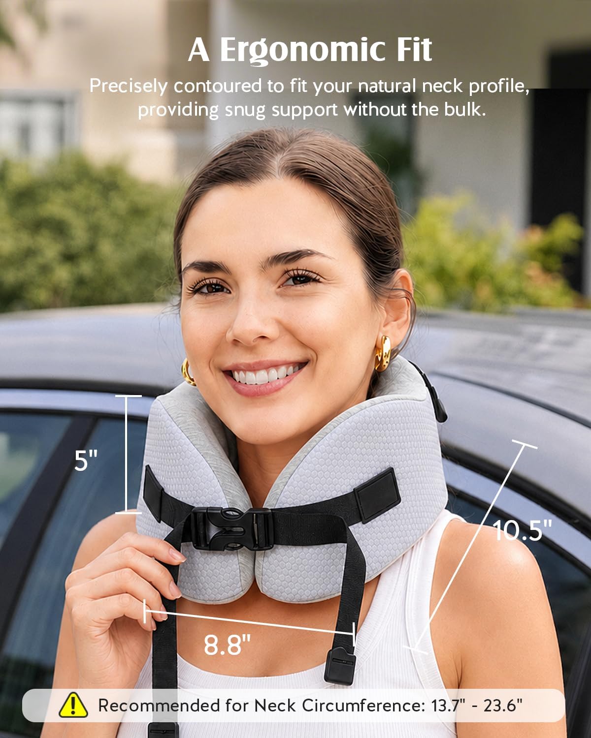 YFONG Travel Pillow for Long Flights, Patented 360° Ergonomic Sleeper Hold Head Support System with Memory Foam Neck Pillow & 3D Sleep Mask, Prevent Head Bobbing for Airplane & Road Trip, Pink