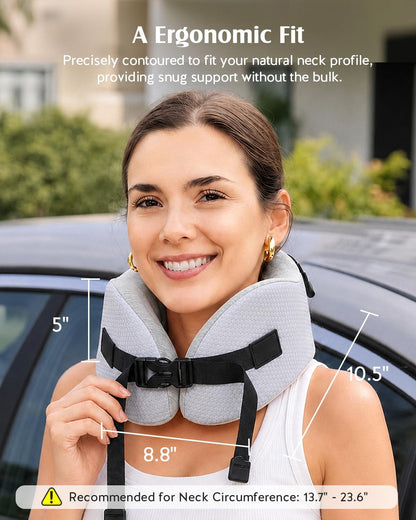 YFONG Travel Pillow for Long Flights, Patented 360° Ergonomic Sleeper Hold Head Support System with Memory Foam Neck Pillow & 3D Sleep Mask, Prevent Head Bobbing for Airplane & Road Trip, Pink