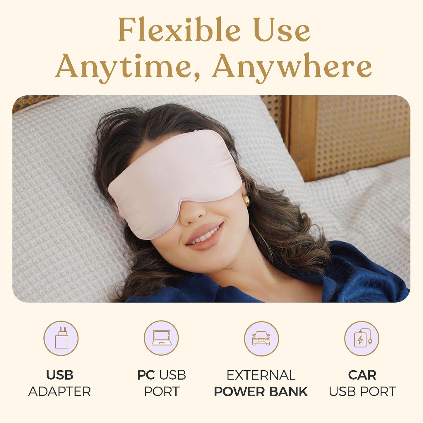 Heated Eye Mask for Dry Eye Relief - Stye Treatment, Warm Compress for Eyes, Sinus Mask, Electric Warming Patch - Champagne