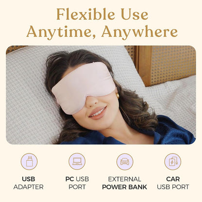 Heated Eye Mask for Dry Eye Relief - Stye Treatment, Warm Compress for Eyes, Sinus Mask, Electric Warming Patch - Champagne