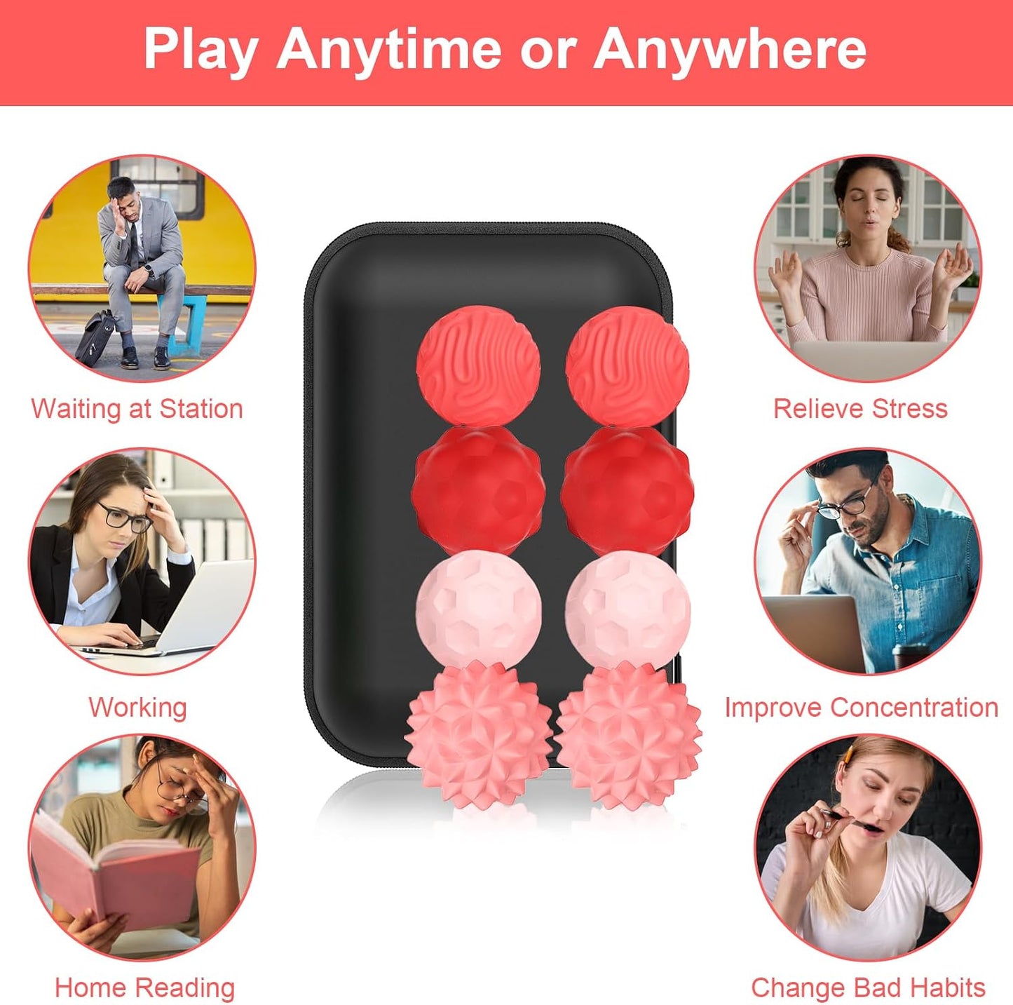 BUSOHA Silicone Magnetic Fidget Balls - 4 Pack Fidget Toys for Adult