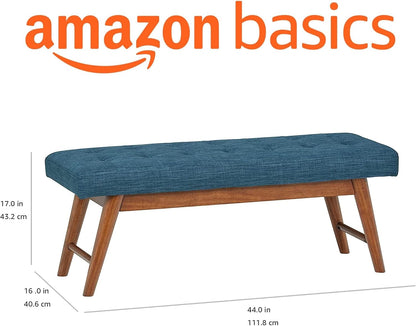 Amazon Basics Small Ottoman Foot Rest, Mid-Century Modern X Square Polyester Foot Stool, Linen, Ivory White, 18" D x 19.8" W x 18.3" H