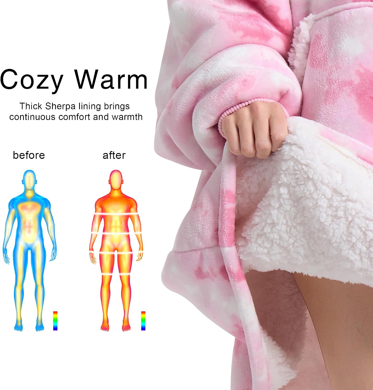 Kipswiza Wearable Blanket Hoodie Gifts for Women and Men, Oversized Cozy Warm Flannel Sherpa Hooded Blankets Sweatshirt with Giant Pockets for Adult and Teens, Dark Gray