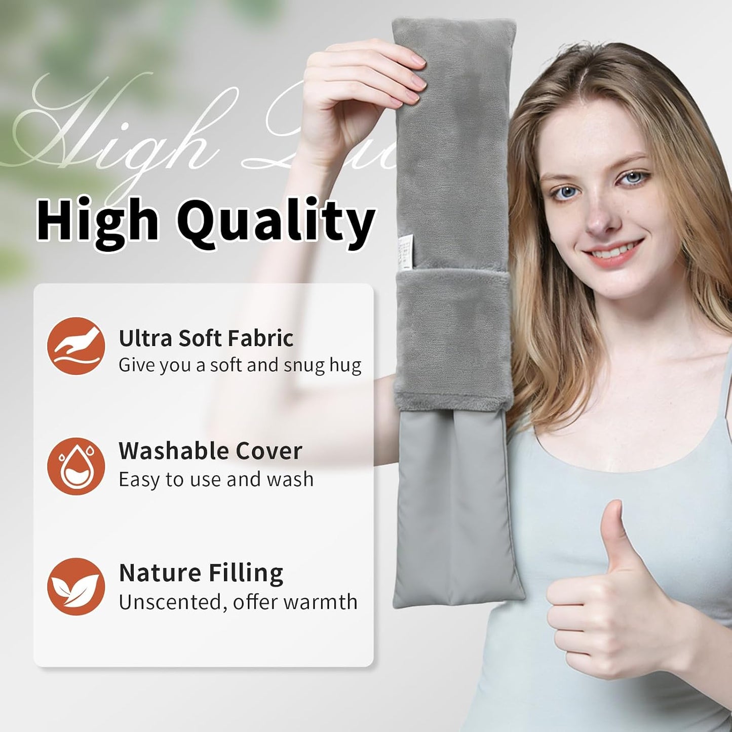Microwavable Neck Heating Pad with Washable Cover – Unscented Rice Bean Hot Pack for Shoulder, Back, Cramps – Soft Weighted Neck Warmer for Hot/Cold Compress, Sore Muscles & Joints–17.3"×5.3", 1.5 lbs