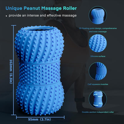 2 in 1 Vibrating Peanut Massage Ball with 6 Massaging Modes and Bluetooth Speaker, Rechargeable Vibrating Massage Yoga Roller Ball for Muscle Recovery, Orange