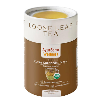 CCF Tea, Organic Cumin Coriander Fennel Tea, Ayurvedic Loose Leaf Tea to support Digestion*, Caffeine free, Herbal - 4.4 oz