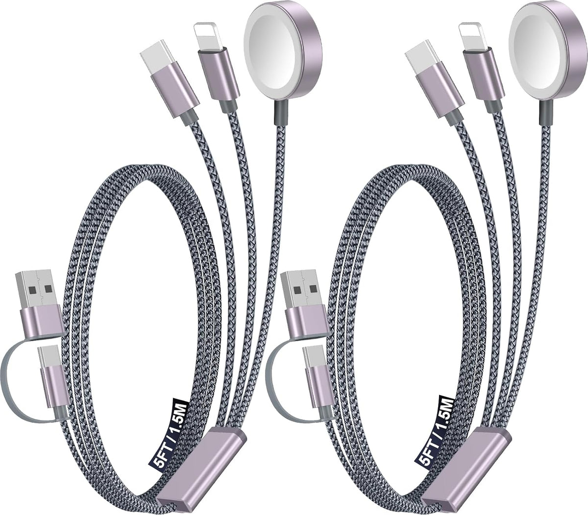Travel Essentials for Apple Watch Charger,3-in-2 Multi Charging Cable