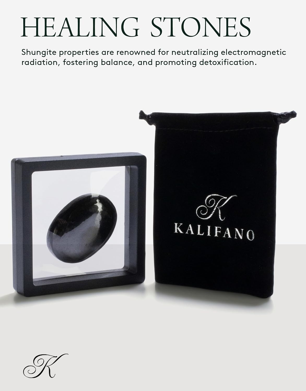 KALIFANO Palm Stone with Healing & Calming Effects - AAA+ Grade High Energy Worry Stone with Information Card - Reiki Crystal Used for Courage (Family Owned and Operated)