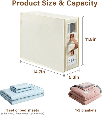 8 PCS Foldable Sheet Organizers and Storage,Bed Sheet Organizer with Window