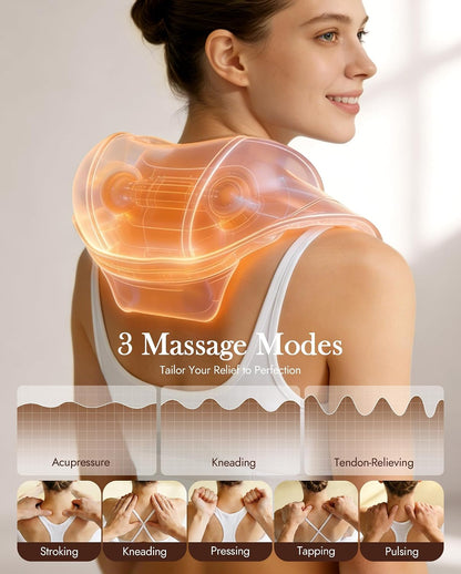 Neck Massager with Heat Cordless: Shiatsu Back Shoulder Massage Tools for Pain Relief Deep Tissue Electric 4D Kneading for Muscle Remedy Lymphatic Drainage Gifts for Men Women Mom Dad (Black)